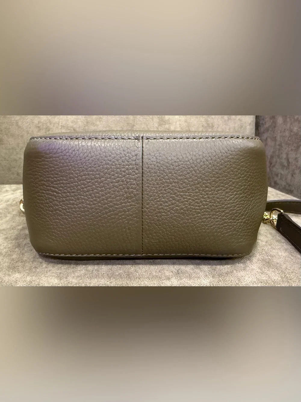 Michael Kors Phoebe Olive Green Leather Drawstring Crossbody with Gold Accents
